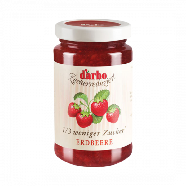 Darbo Zuckerreduziert Erdbeere, Fruchtaufstrich mit 1/3 weniger Zucker, 250 Gramm